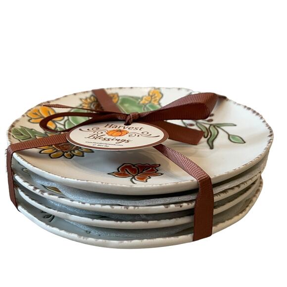 Eli & Ana Pumpkin Appetizer Plates 6in Thanksgiving Fall Harvest Set of 4 New - Picture 6 of 14